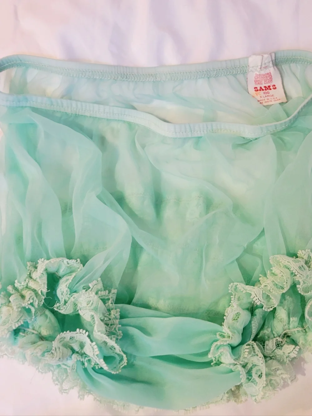 SAM'S Light Mint Sheer Ruffle Petticoat Panties  - X-Large - Picture 5 of 5